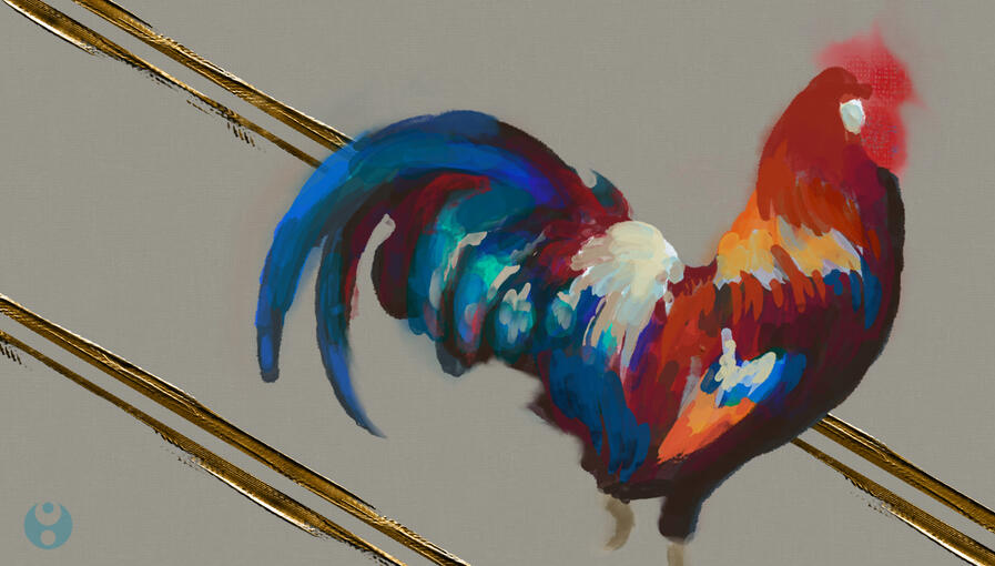 Rooster in Gouache | by Draneria